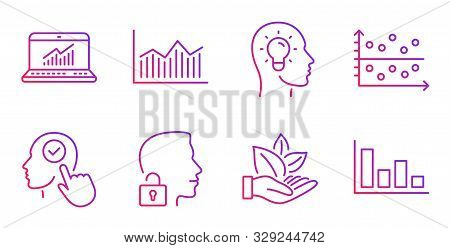 Select User, Money Diagram And Idea Head Line Icons Set. Online Statistics, Unlock System And Dot Pl