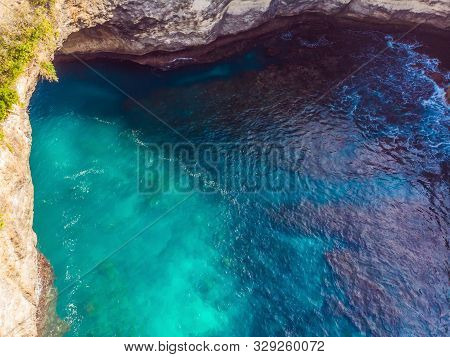 Landscape Over Broken Beach In Nusa Penida, Indonesia Angels Billabong Beach. Popular Tourist Destin