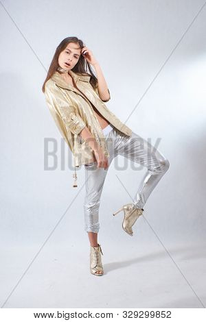 Girl With Deer Horns In Green Makeup