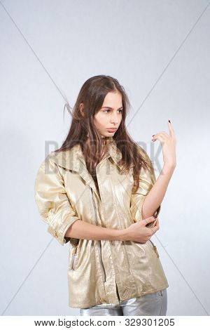 Girl With Deer Horns In Green Makeup