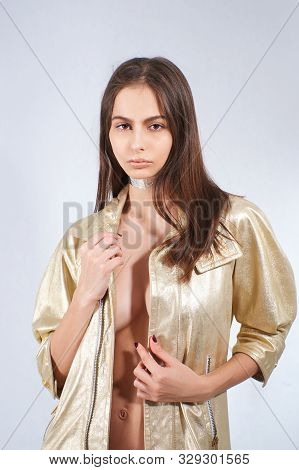 Girl With Deer Horns In Green Makeup