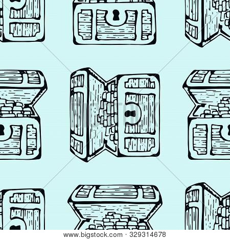 Matine Life. Doodle Seamless Pattern. Pirates Hand Drawn Textures And Background.