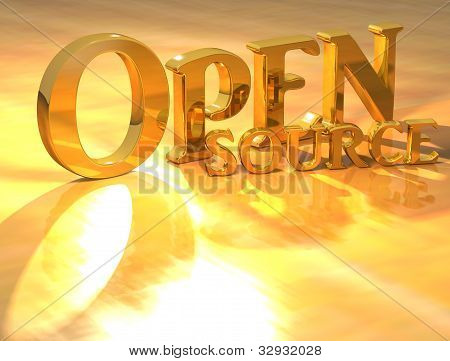 3D öppen källkod guld Text