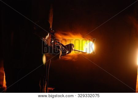 Very Rare Close View Of Working Open Hearth Furnace At The Metallurgical Plant