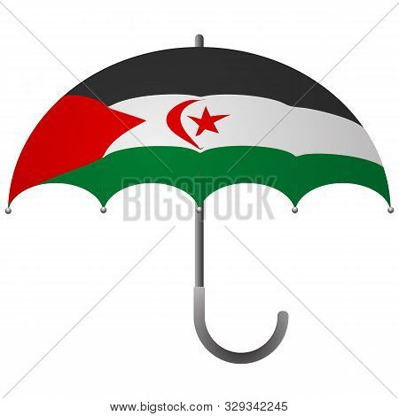 Sahrawi Arab Democratic Republic Flag Umbrella. Social Security Concept. National Flag Of Sahrawi Ar
