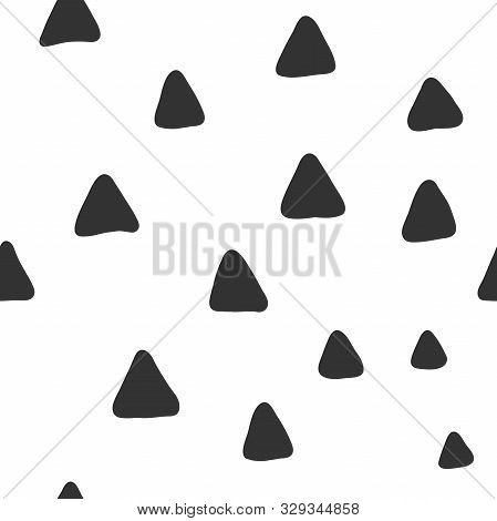 Vector Seamless Monochrome Pattern. Vector Hand Drawn Scandinavian Style Illustration Design.