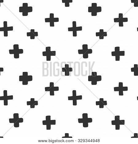 Vector Seamless Monochrome Pattern. Vector Hand Drawn Scandinavian Style Illustration Design.