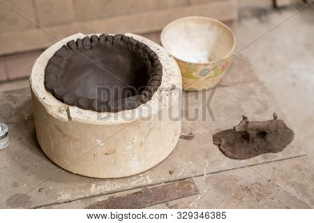 Clay In Clay Moulding Block Making In The Ceramics Factory.
