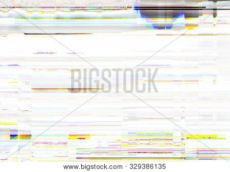 Glitch Error. Video Damage. Pixel Static Noise On White Background.