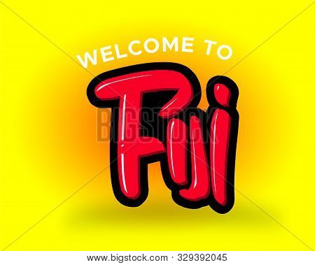Fiji Modern Brush Lettering Text. Vector Illustration Logo For Business, Print And Advertising