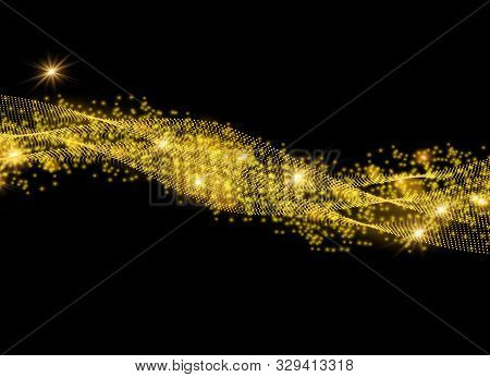 Gold Lines Light Effect On Transparent Background. Vector Sparkles On A Transparent Background. Chri