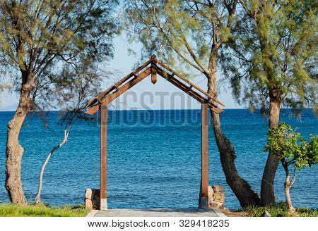 Mediterranean Sea In Horizon In The South On The Island Of Kos Greece