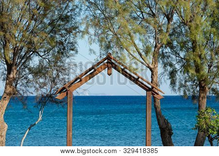 Mediterranean Sea In Horizon In The South On The Island Of Kos Greece