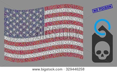 Death Skull Tag Items Are Combined Into Usa Flag Mosaic With Blue Rectangle Grunge Stamp Seal Of No 