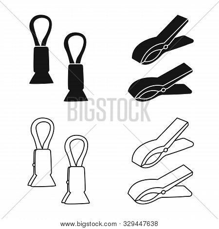 Isolated Object Of Retro And Pins Sign. Collection Of Retro And Equipment Stock Vector Illustration.
