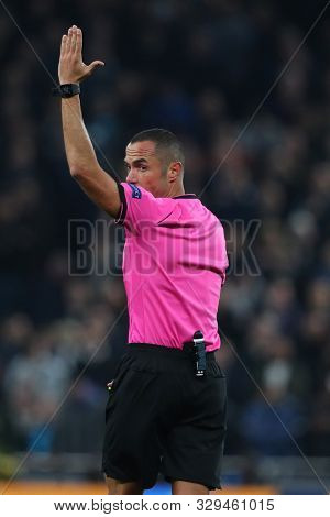 LONDON, ENGLAND - OCTOBER 22 2019: Referee Marco Guida during the UEFA Champions League match between Tottenham Hotspur and Red Star Belgrade, at Tottenham Hotspur Stadium, London England. 