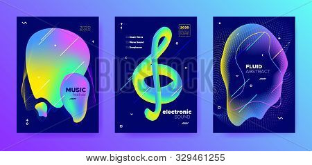 Bright Music Poster. Futuristic Lines. Trance Concert. Multicolor Abstract Movement. Neon Music Desi