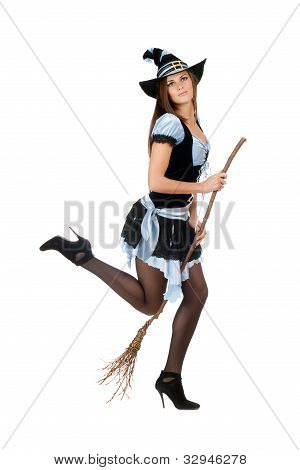 Legende ung kvinde med en Besom