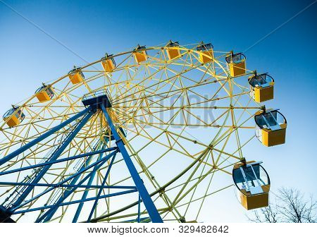 Big Ferris Whell At Blue Cloud  Sky Background In Yoshkar-ola