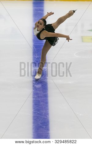 Minsk, Belarus -october 19, 2019: Figure Skater Miriam Abdulkarimova From Ukraine Performs Ladies Fr