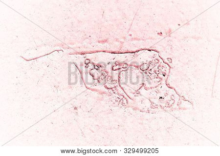 Vintage Pink Background. Rough Painted Wall Of Fiesta Color. Imperfect Plane Of Rosy Colored. Uneven