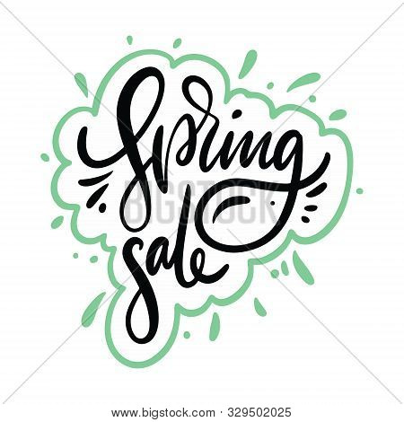 Sprong Sale. Hand Drawn Vector Lettering Phrase. Isolated On White Background.