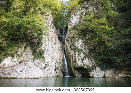 Waterfall In The Agur Gorge Near Sochi, Russia