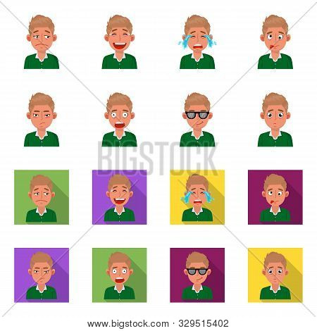 Vector Illustration Of Face And Boy Icon. Collection Of Face And Expression Stock Symbol For Web.