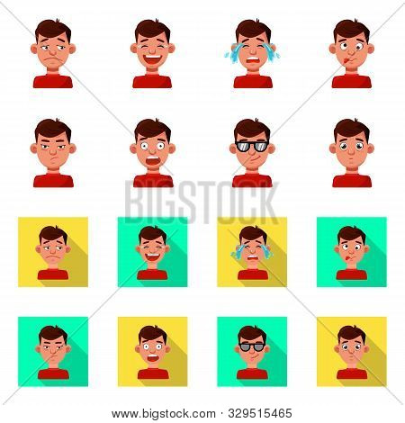 Vector Design Of Face And Boy Logo. Set Of Face And Human Stock Vector Illustration.