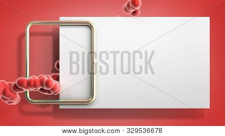 Abstract Light Color Frame As Background With Soft Fluide Balls 3d Render Image On Red