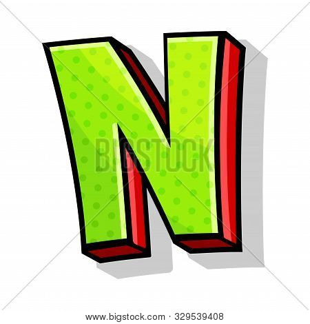 Modern Green And Red Playful Capital Letter N From Font And Alphabet Vector Illustration