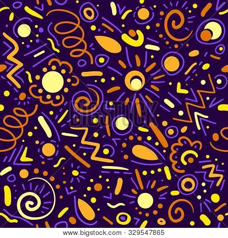 Abstract Hand Drawn Doodle Geometric Elements Vector Seamless Pattern For Textile, Wallpaper, Backgr
