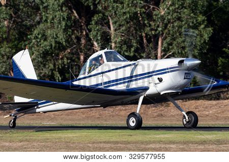 Tyabb, Australia - March 9, 2014: Cessna A188 Agwagon Light Agricultural Aircraft Vh-zjj Landing At 