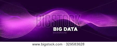Digital Particles. Pink Big Data Stream. Purple Tech Poster. Information Binary Technology. Particle