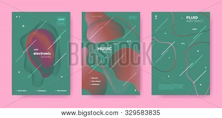 Abstract Fluid Poster. Music Flyer. Trance Dj Sound. Electronic Dance Festival. Red Abstract Fluid C