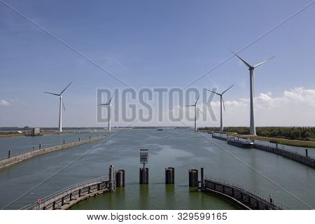 Krammersluizen Lake Krammer. Drone Photograpy From The Delta Works In Zeeland In The Netherlands