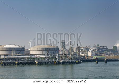 Oil Refinery Plant From Industry Zone, Aerial View Oil And Gas Industrial, Refinery Factory Oil Stor