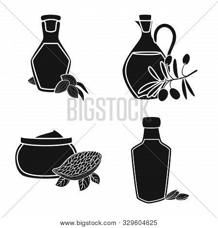 Vector Design Of Oil And Agriculture Logo. Collection Of Oil And Glass Stock Vector Illustration.