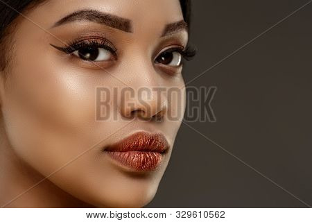Beauty black skin woman African Ethnic female face. Young african american model. Lux model.