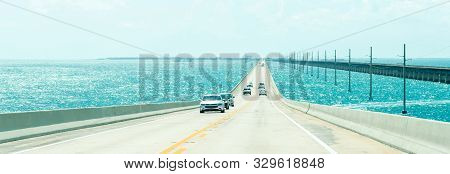 Panorama Of Road Us1 To Key West Over Florida Keys
