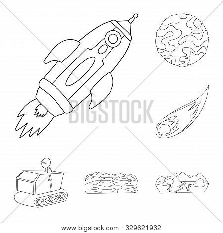 Vector Design Of Space And Galaxy Sign. Set Of Space And Travels Vector Icon For Stock.
