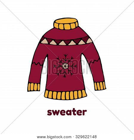 Warm Cozy Knitted Sweater With Snowflake Pattern