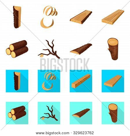 Vector Illustration Of Tree And Raw Sign. Set Of Tree And Construction Vector Icon For Stock.