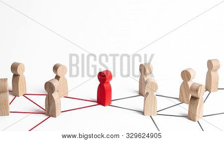 People’s Communication Network Is Connected Through One Person. Mediator And Pick. Obstruction Of Wh