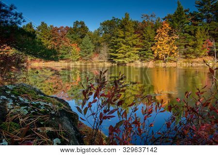 Fall In Ontario - Autumn Foliage Is Reflected In Kawartha Lake, Ontario