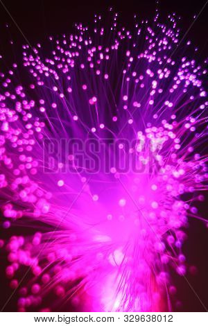 Colored Whims Of A Panicle Of A Lamp From A Bundle Of Optical Fiber Threads.