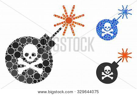 Mortal Bomb Mosaic Of Circle Elements In Various Sizes And Color Tones, Based On Mortal Bomb Icon. V