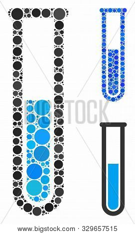 Blue Liquid Test Tube Mosaic Of Small Circles In Variable Sizes And Color Tinges, Based On Blue Liqu