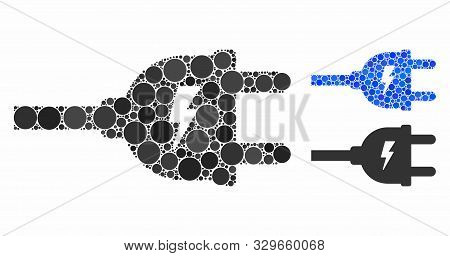 Electric Plug Mosaic Of Filled Circles In Different Sizes And Shades, Based On Electric Plug Icon. V