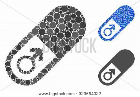 Male Power Pill Composition Of Round Dots In Various Sizes And Shades, Based On Male Power Pill Icon